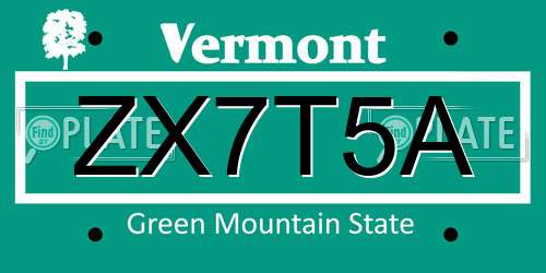 ZX7T5A Vermont License Plate