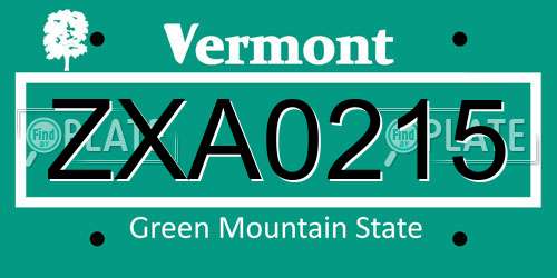 ZXA0215 Vermont License Plate