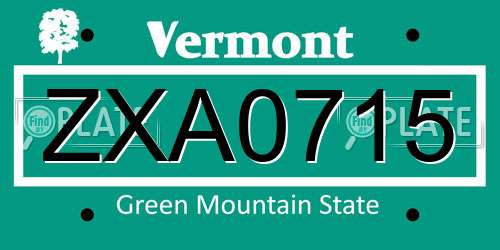 ZXA0715 Vermont License Plate