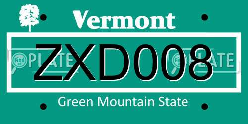 ZXD008 Vermont License Plate