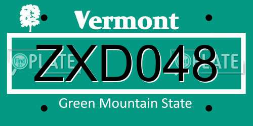 ZXD048 Vermont License Plate