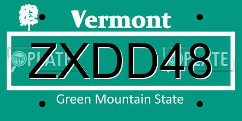 ZXDD48 Vermont License Plate