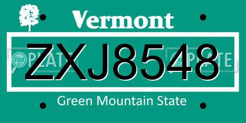 ZXJ8548 Vermont License Plate