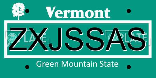 ZXJSSAS Vermont License Plate