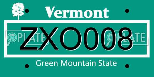 ZXO008 Vermont License Plate