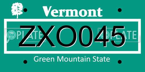 ZXO045 Vermont License Plate