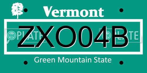 ZXO04B Vermont License Plate