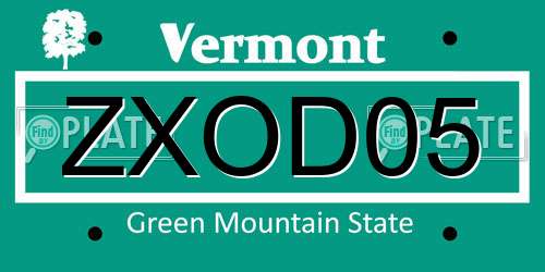 ZXOD05 Vermont License Plate