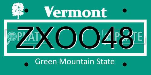 ZXOO48 Vermont License Plate