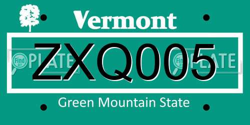 ZXQ005 Vermont License Plate