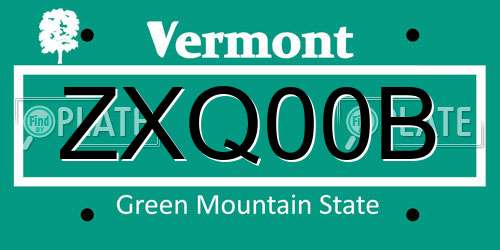 ZXQ00B Vermont License Plate