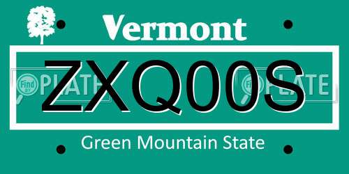 ZXQ00S Vermont License Plate