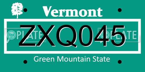 ZXQ045 Vermont License Plate