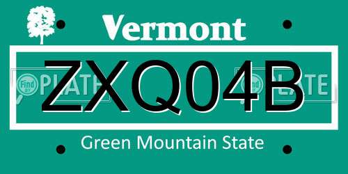 ZXQ04B Vermont License Plate
