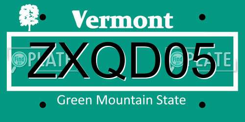 ZXQD05 Vermont License Plate