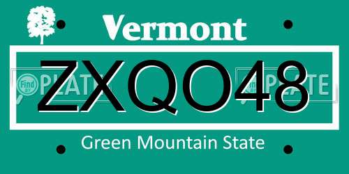 ZXQO48 Vermont License Plate