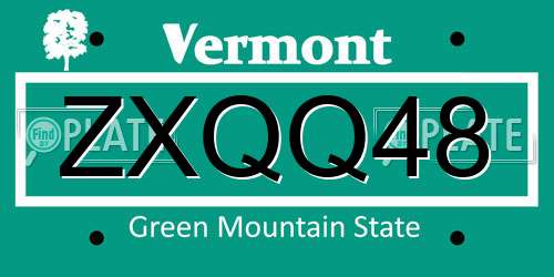 ZXQQ48 Vermont License Plate