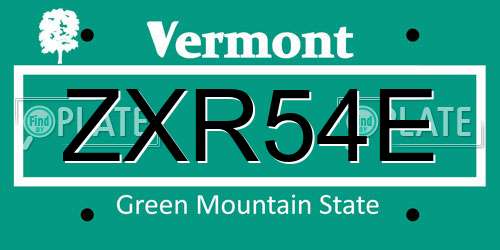 ZXR54E Vermont License Plate