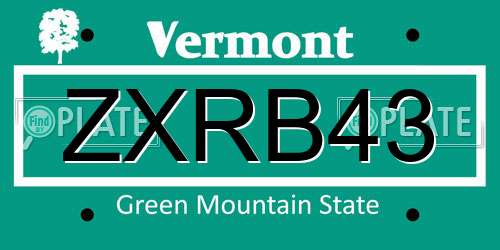 ZXRB43 Vermont License Plate
