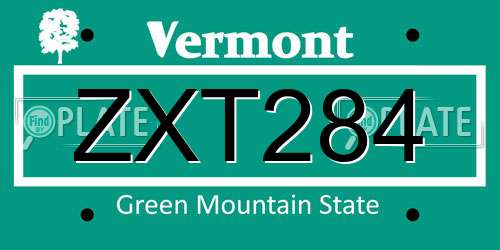 ZXT284 Vermont License Plate