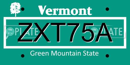 ZXT75A Vermont License Plate
