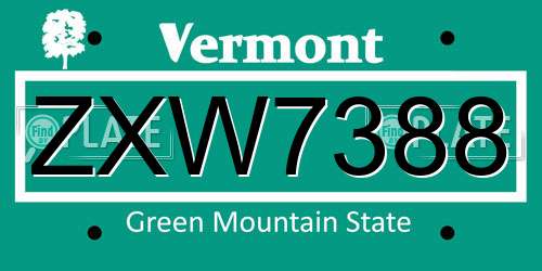 ZXW7388 Vermont License Plate