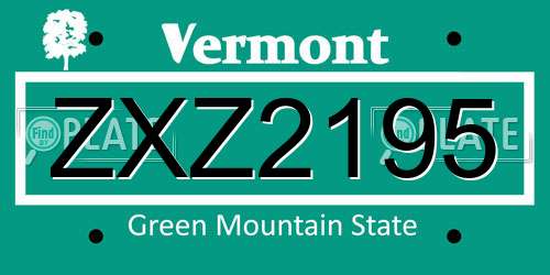 ZXZ2195 Vermont License Plate