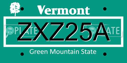 ZXZ25A Vermont License Plate