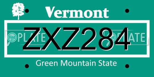 ZXZ284 Vermont License Plate