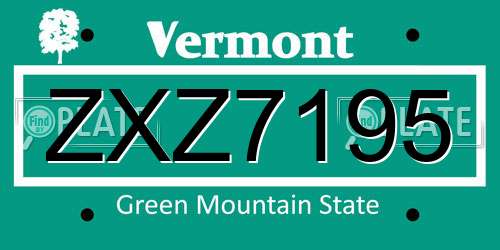 ZXZ7195 Vermont License Plate