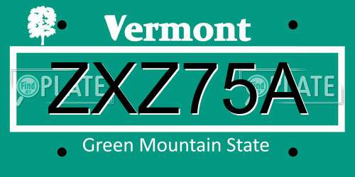 ZXZ75A Vermont License Plate