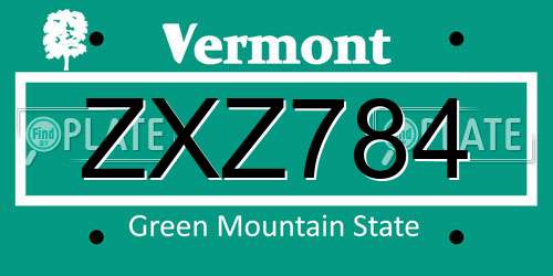ZXZ784 Vermont License Plate