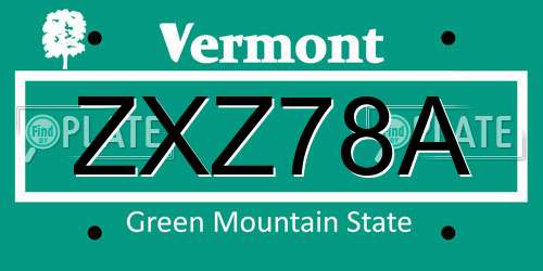 ZXZ78A Vermont License Plate