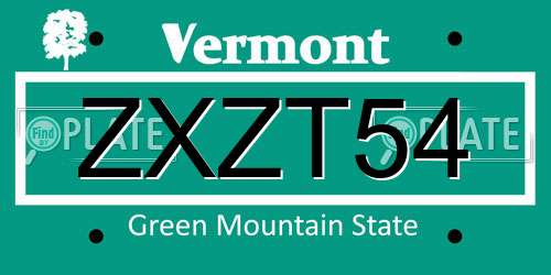 ZXZT54 Vermont License Plate