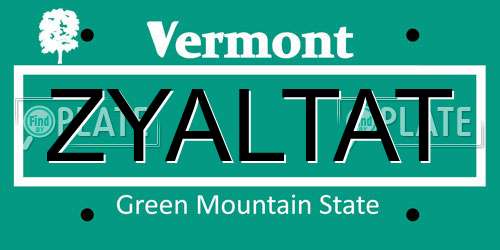 ZYALTAT Vermont License Plate
