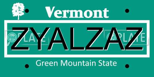 ZYALZAZ Vermont License Plate
