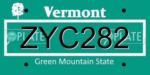 ZYC282 Vermont License Plate