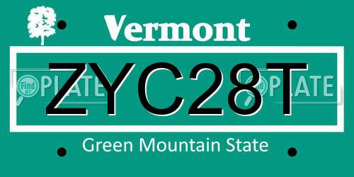 ZYC28T Vermont License Plate