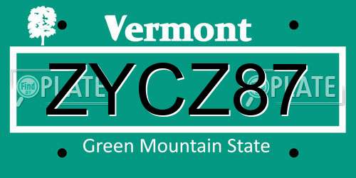 ZYCZ87 Vermont License Plate