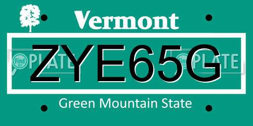 ZYE65G Vermont License Plate