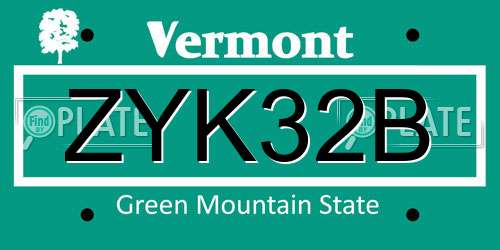 ZYK32B Vermont License Plate