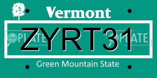 ZYRT31 Vermont License Plate