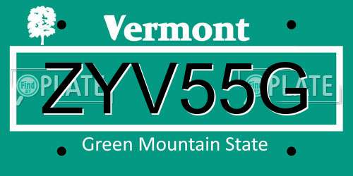 ZYV55G Vermont License Plate