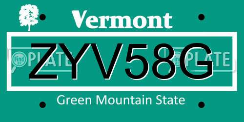 ZYV58G Vermont License Plate