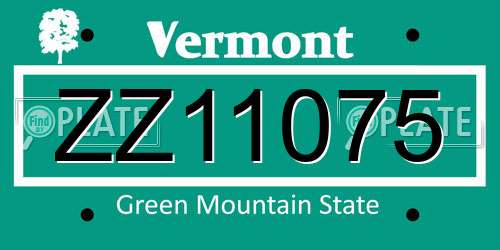 ZZ11075 Vermont License Plate