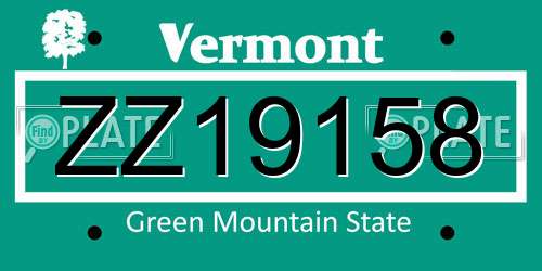 ZZ19158 Vermont License Plate