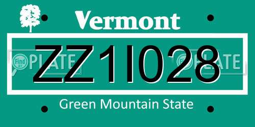 ZZ1I028 Vermont License Plate