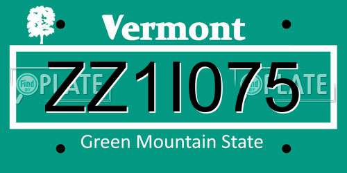 ZZ1I075 Vermont License Plate