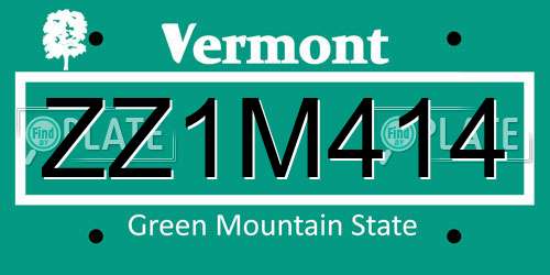 ZZ1M414 Vermont License Plate