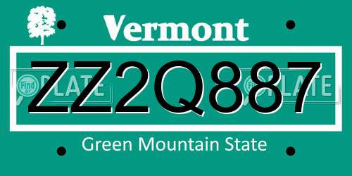 ZZ2Q887 Vermont License Plate